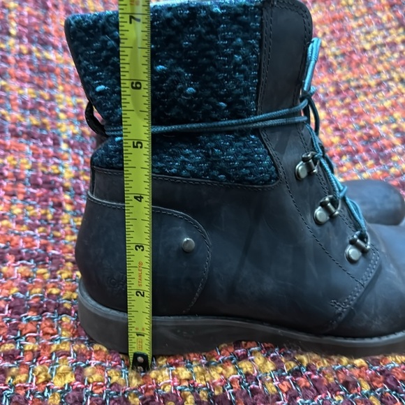The North Face Dark Brown Leather Knit Top Combat Boots Women's Size 7 ½ - Picture 9 of 11